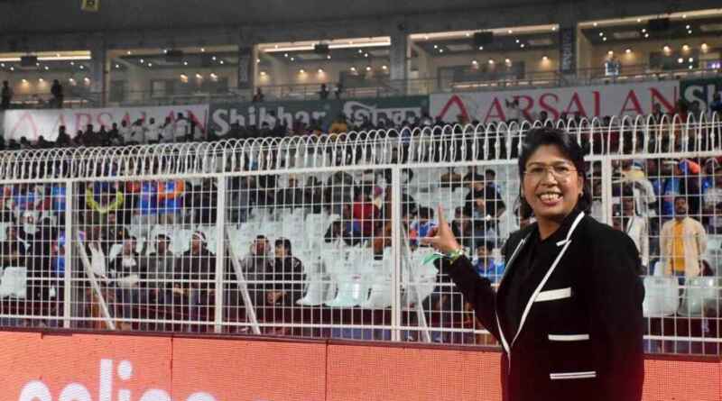 Col N.J. Nair and Jhulan Goswami stands unveiled at Eden Gardens